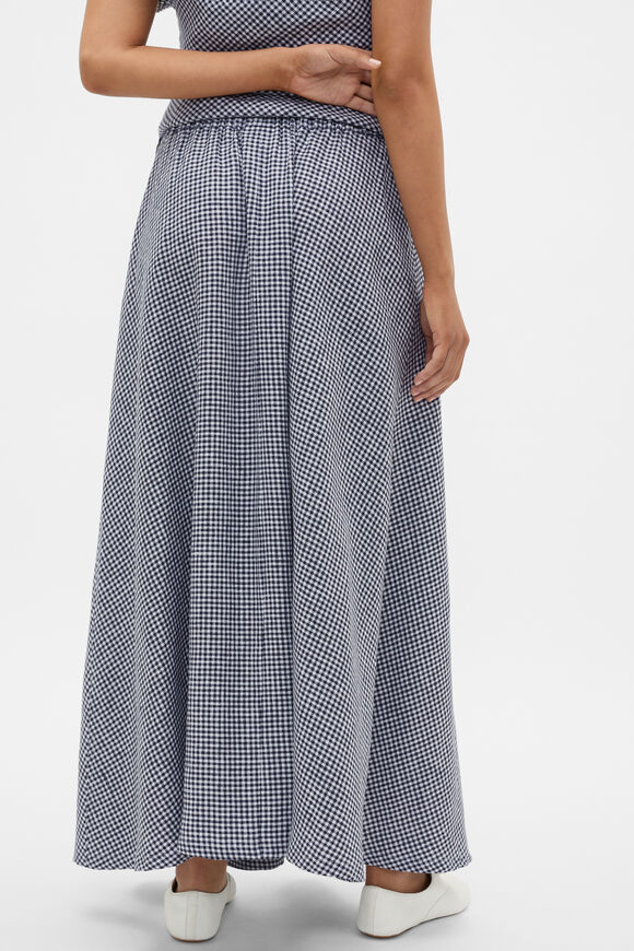 Linen Gingham Elasticated Skirt  Twilight Blue Gingham  hi-res