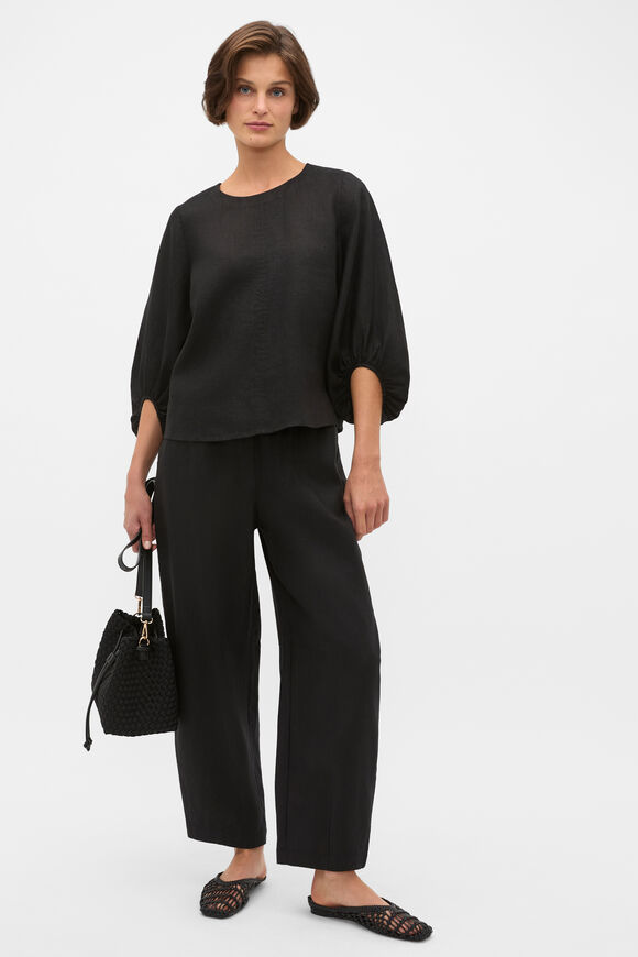 Core Linen Soft Barrel Leg Pant  Black  hi-res
