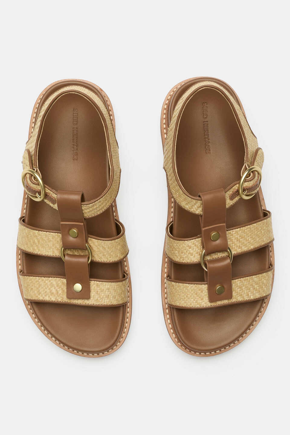 Callie Woven Caged Sandal   Tan Weave