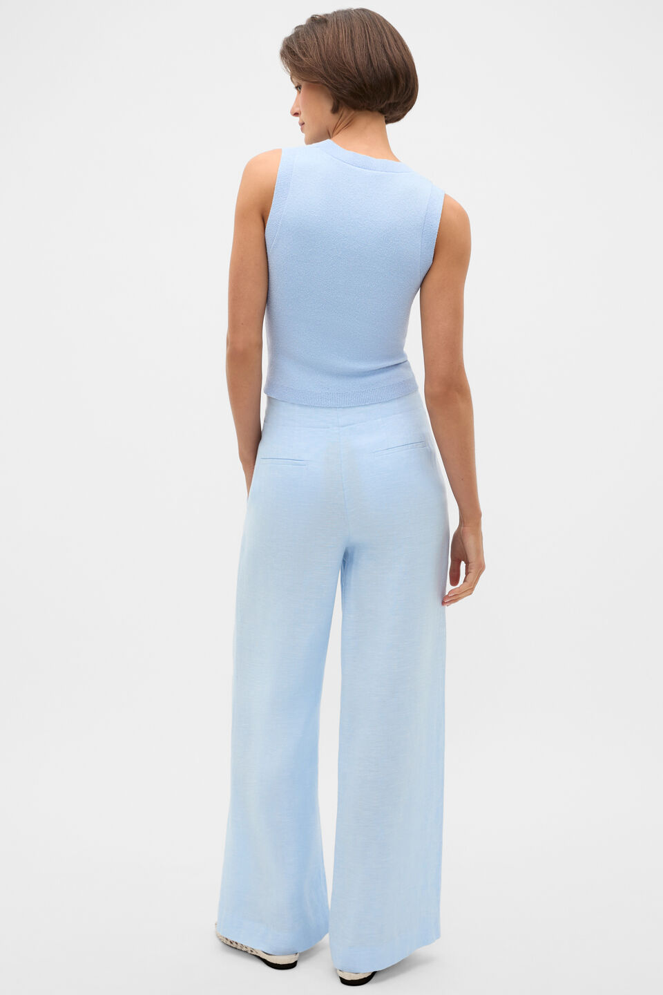 Boucle Knit Tank  Chalk Blue
