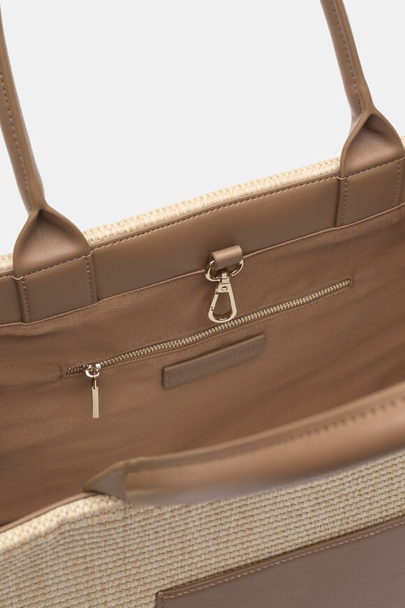 Structured Woven Tote  Tan  hi-res