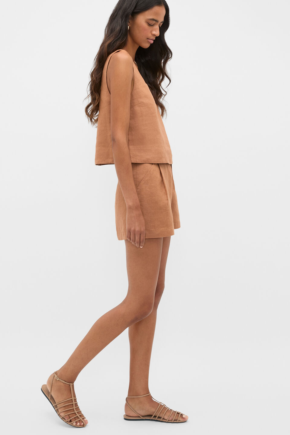 Square Neck Linen Shell Top  Copper