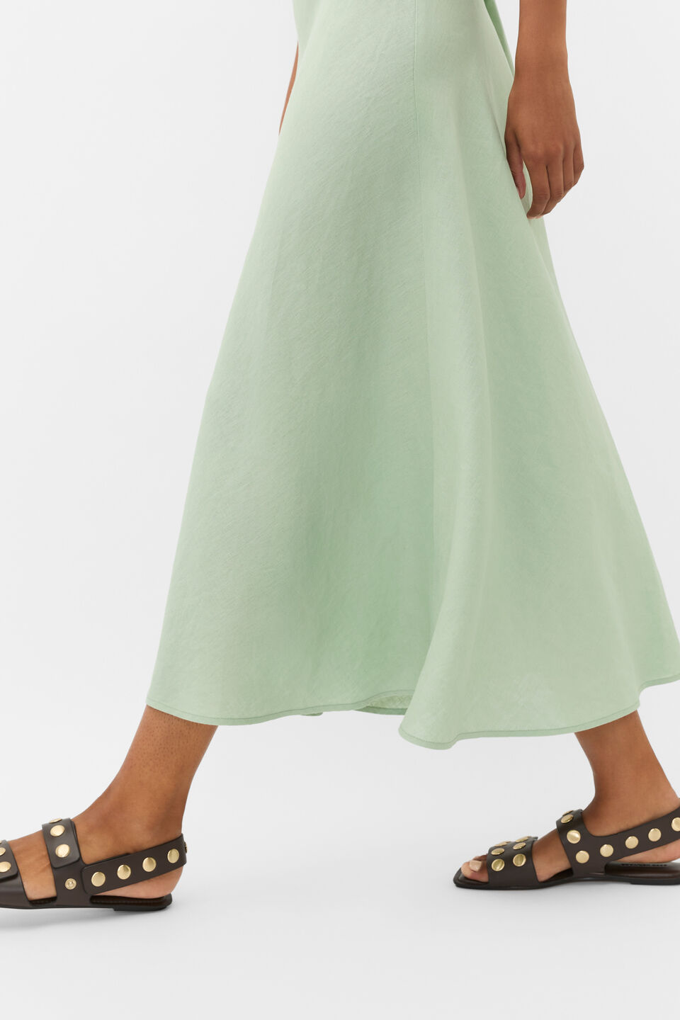 Linen Minimalist Skirt  Eucalyptus