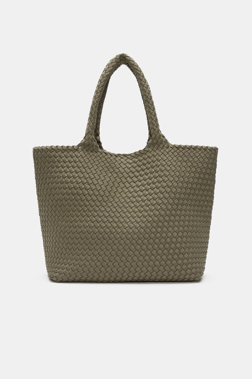 Woven Textured East West Tote  Caper