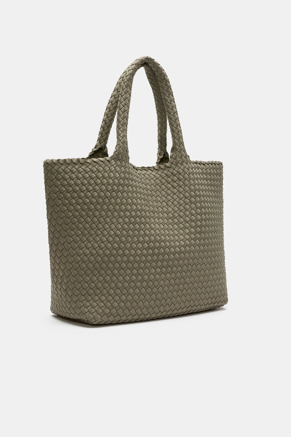 Woven Textured East West Tote  Caper
