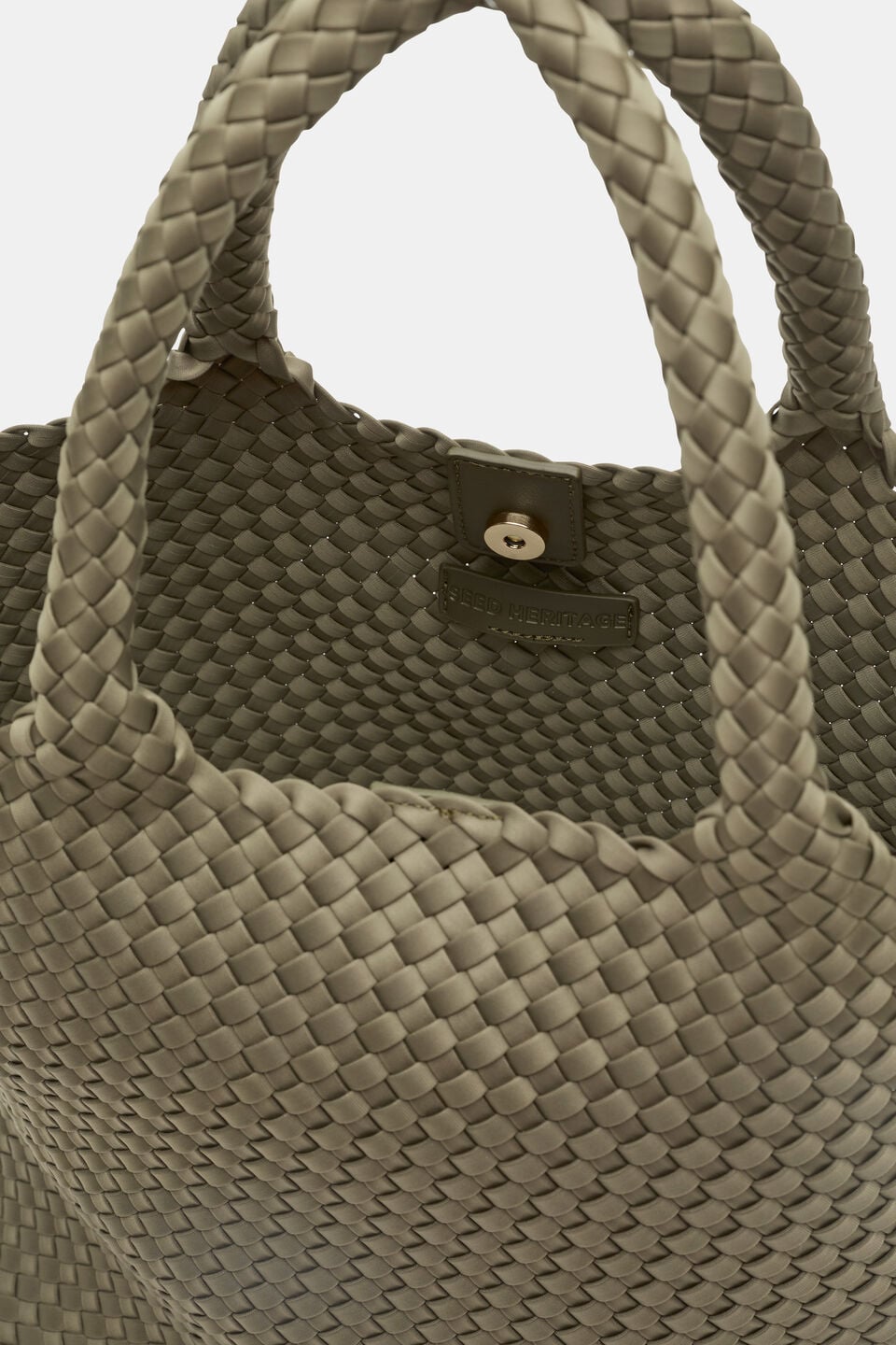 Woven Textured East West Tote  Caper