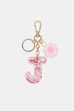 Pink Stripe Initial Keyring  J  hi-res