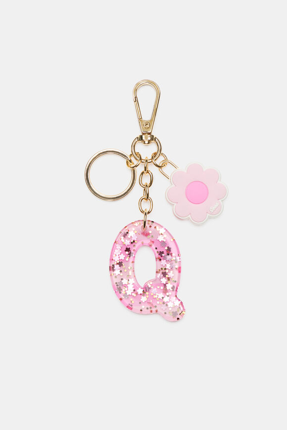 Pink Stripe Initial Keyring  Q  hi-res