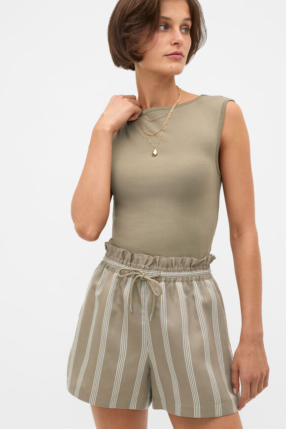 Variegated Stripe Paperbag Short  Caper Stripe  hi-res