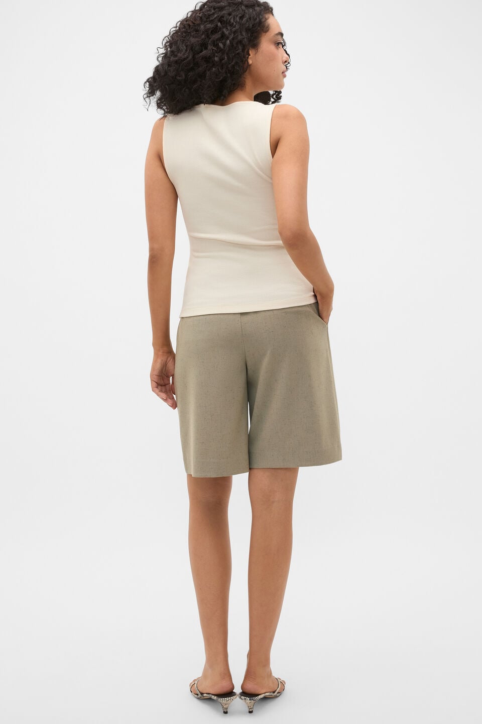 Lace Rib Tank  Coconut Cream