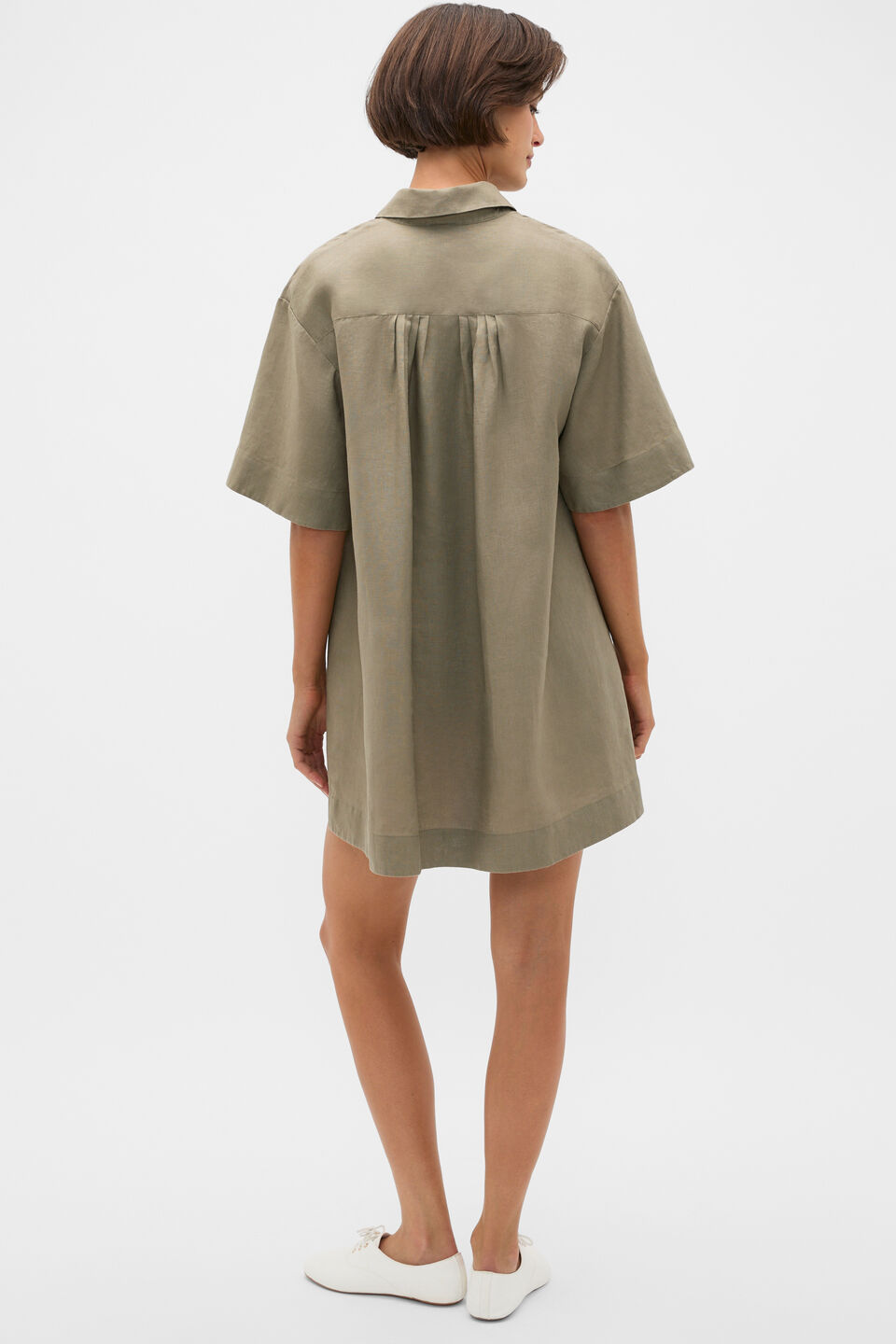 Linen Shirt Mini Dress  Caper