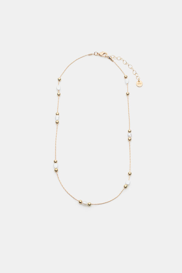 Pearl Bead Necklace  Gold  hi-res