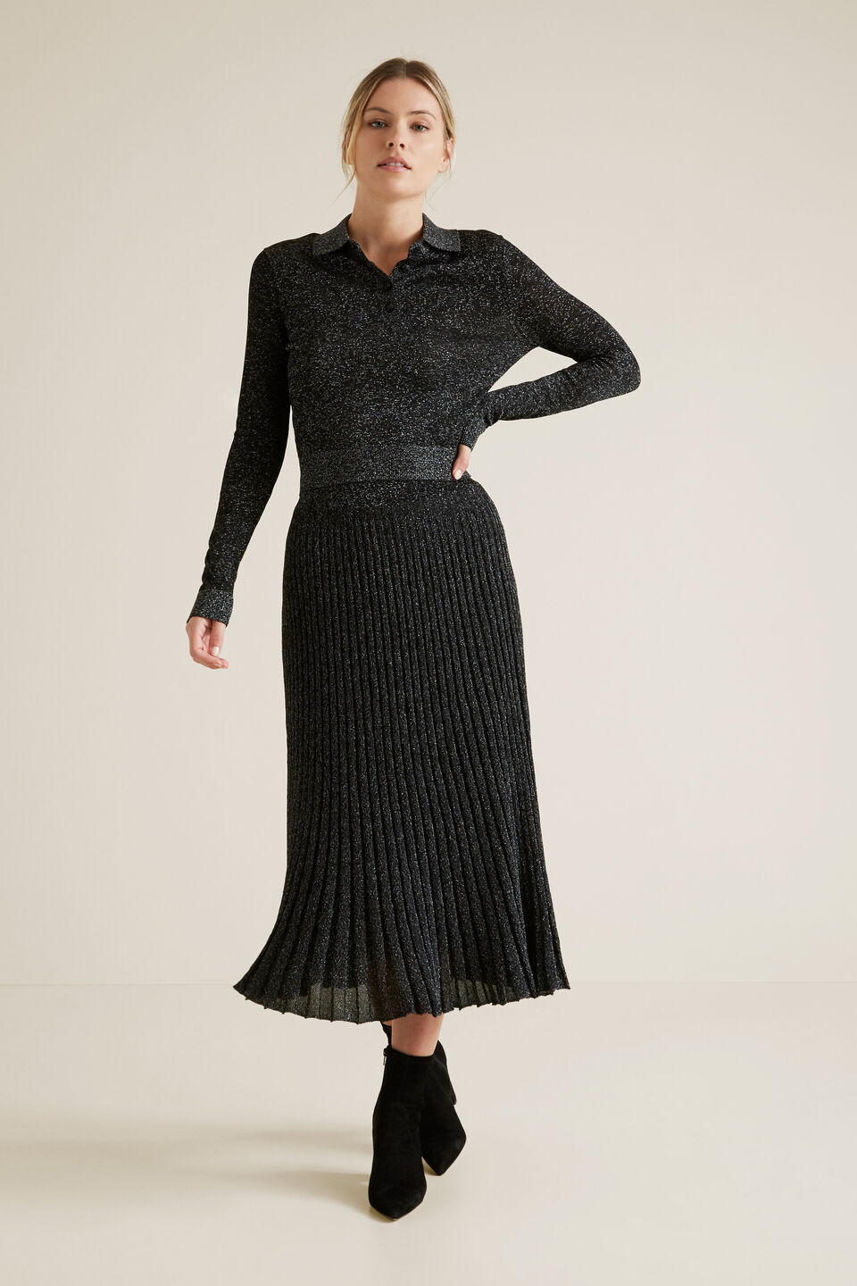 Metallic Knit Polo  