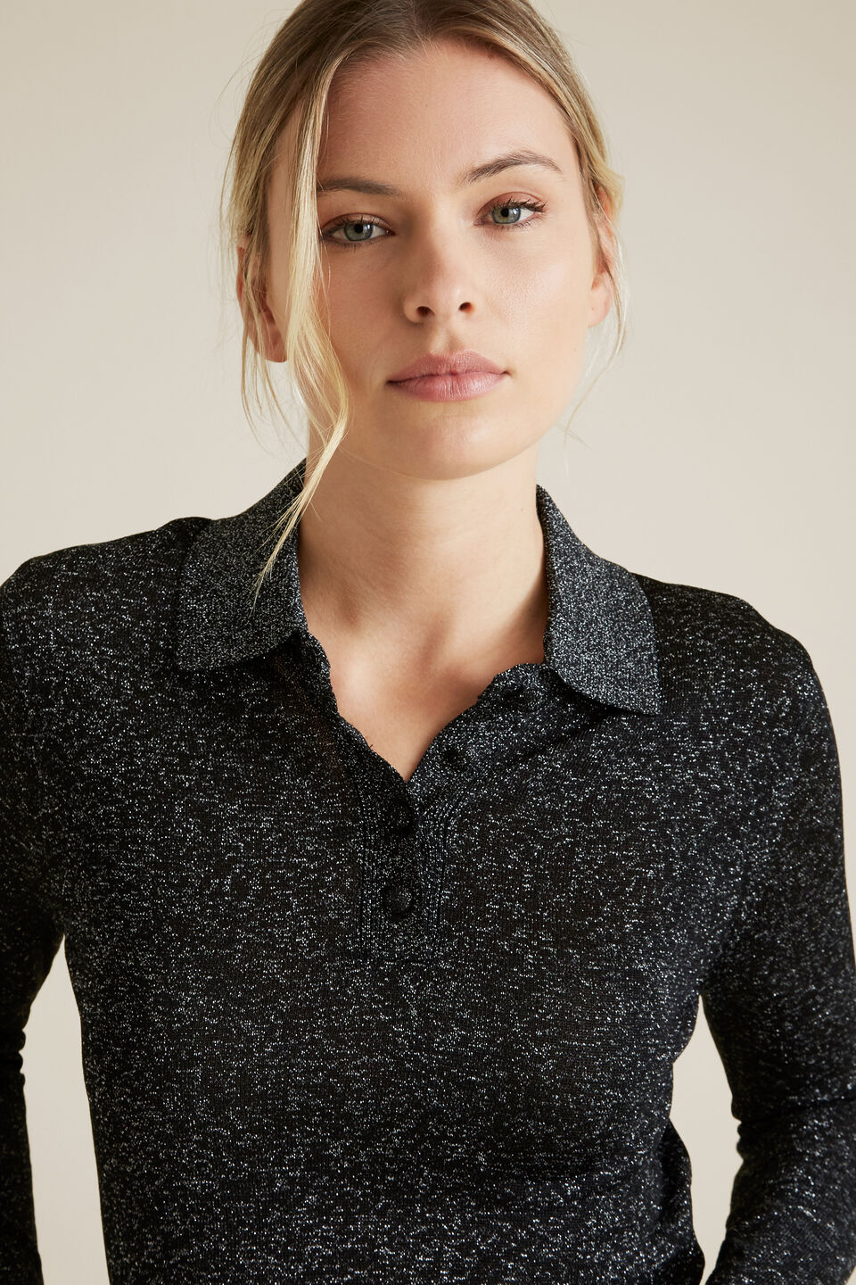 Metallic Knit Polo  