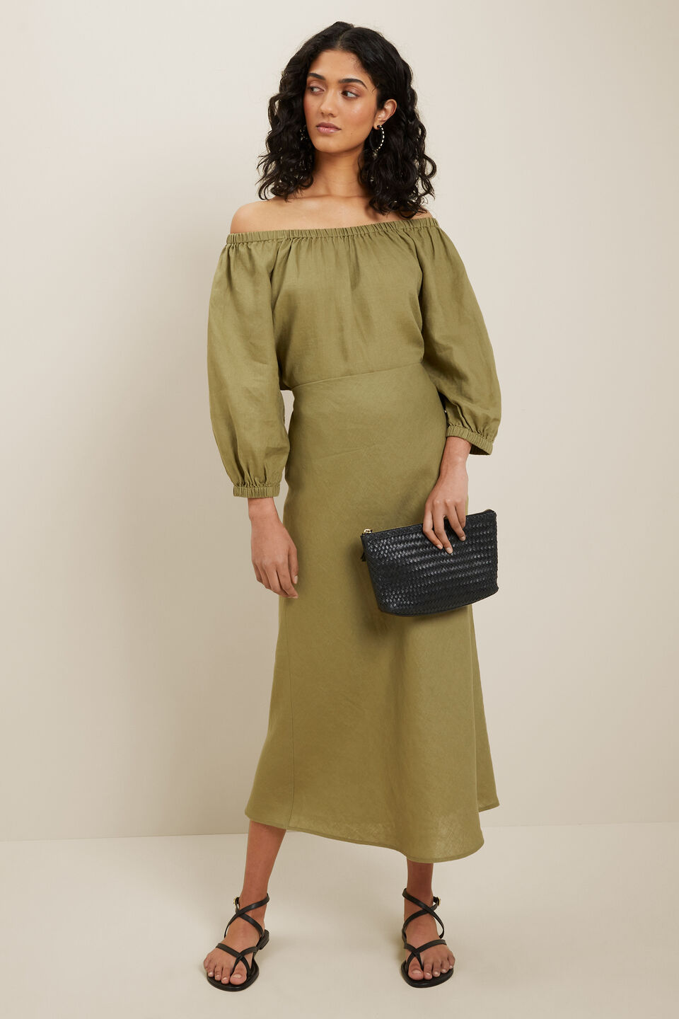 Core Linen Slip Skirt  Sage Green