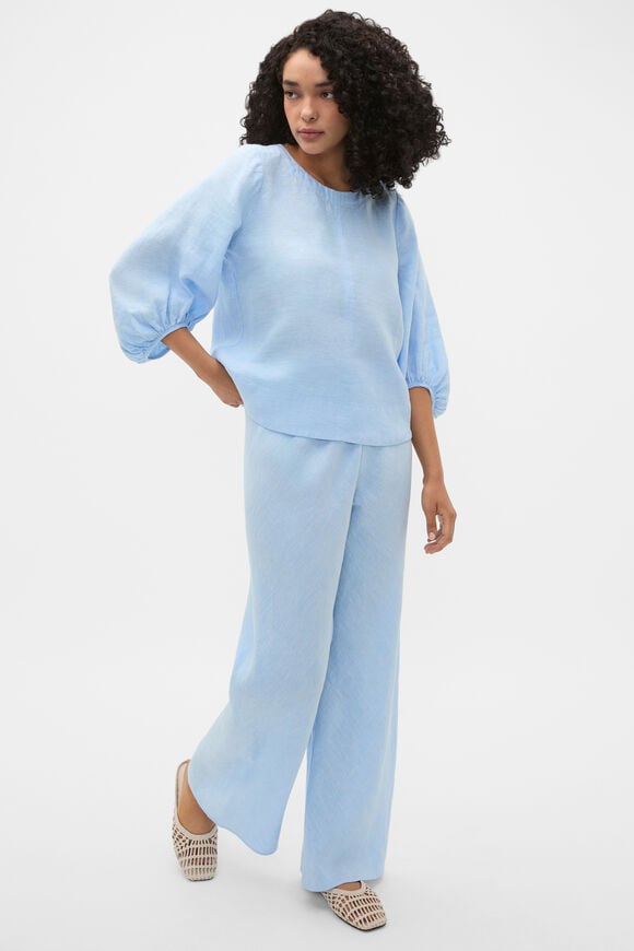 Core Linen Easy Wide Leg Pant  Chalk Blue Crossdye  hi-res