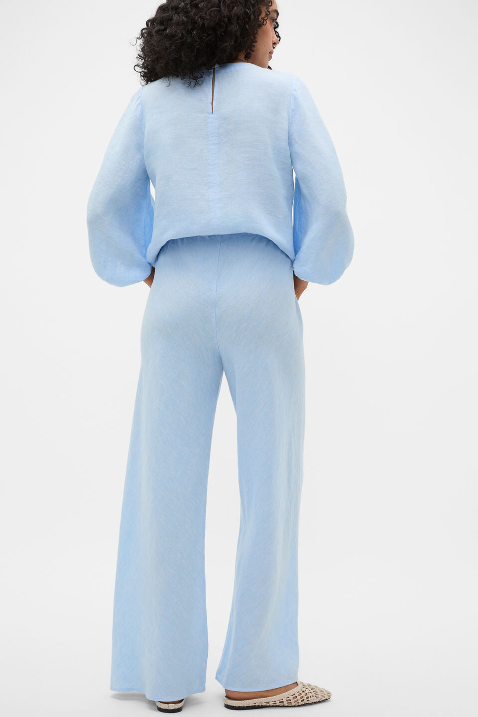 Core Linen Easy Wide Leg Pant  Chalk Blue Crossdye