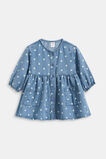 Floral Denim Dress  Mid Blue  hi-res