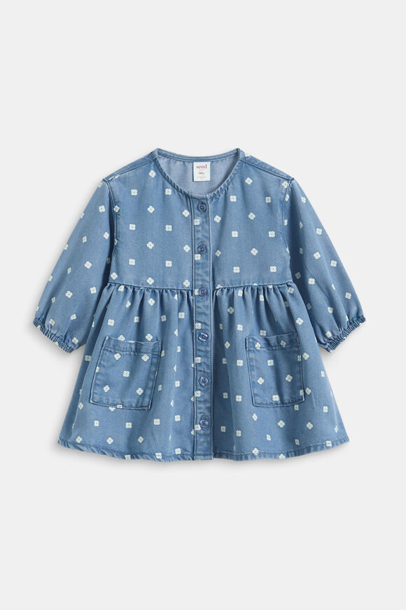 Floral Denim Dress  Mid Blue  hi-res