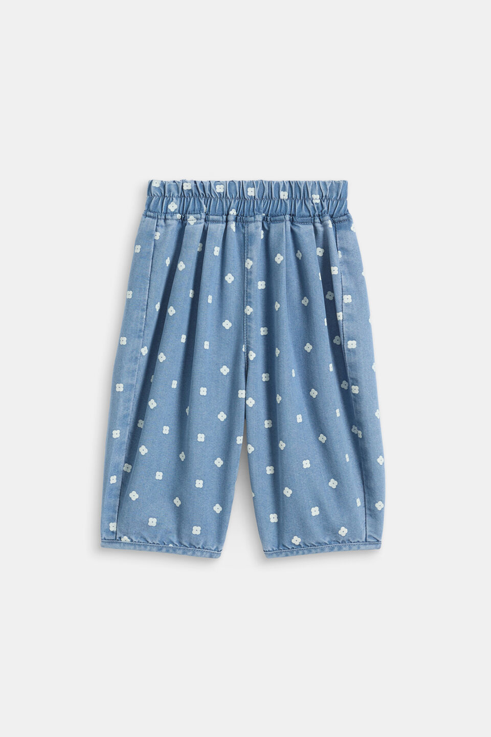 Floral Denim Balloon Pant  Mid Blue