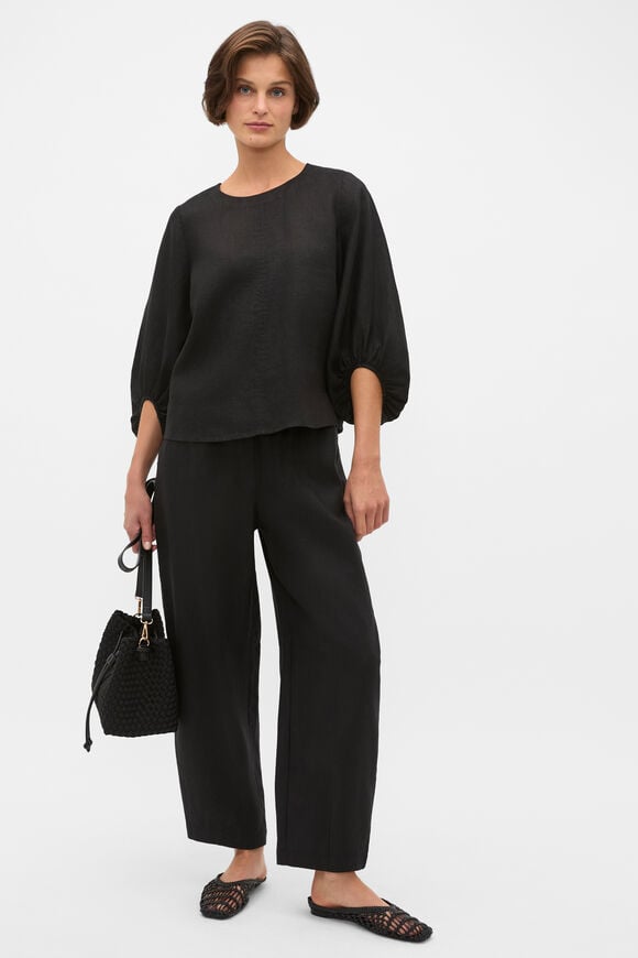 Core Linen Soft Barrel Leg Pant  Black  hi-res