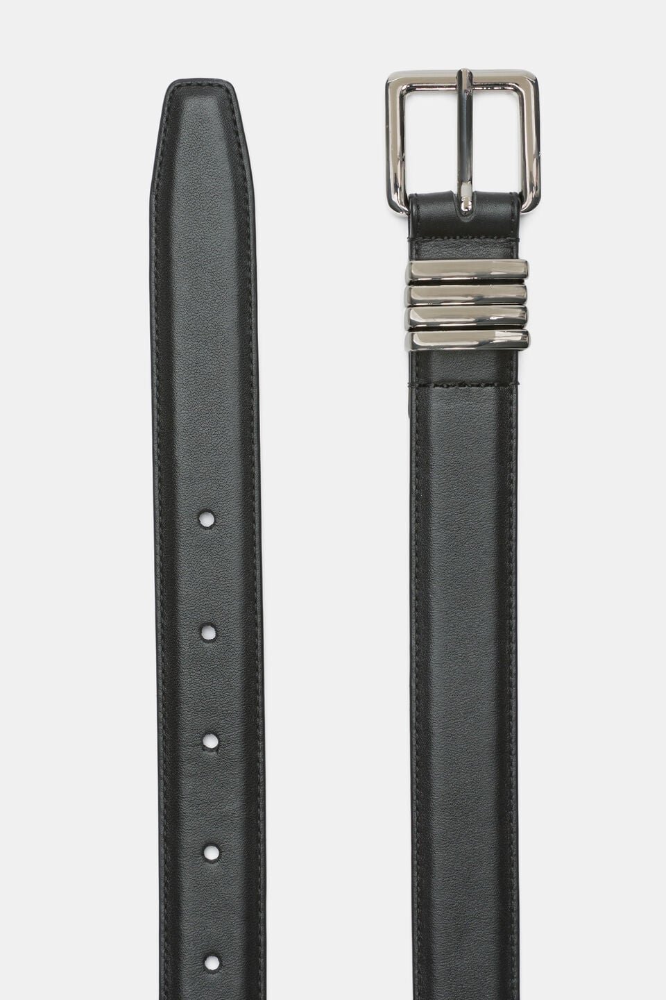 Farah Leather Belt  Black Silver