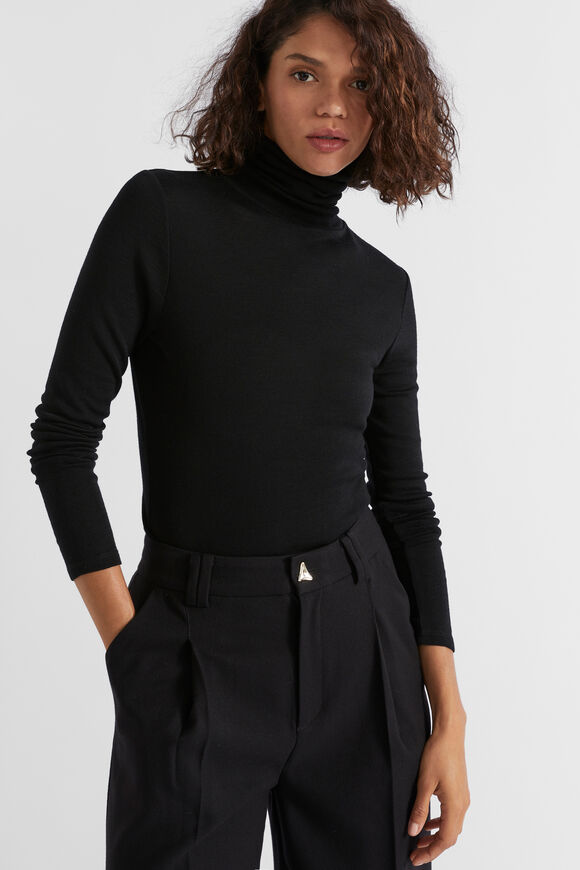 Babywool Roll Neck Top  Black  hi-res