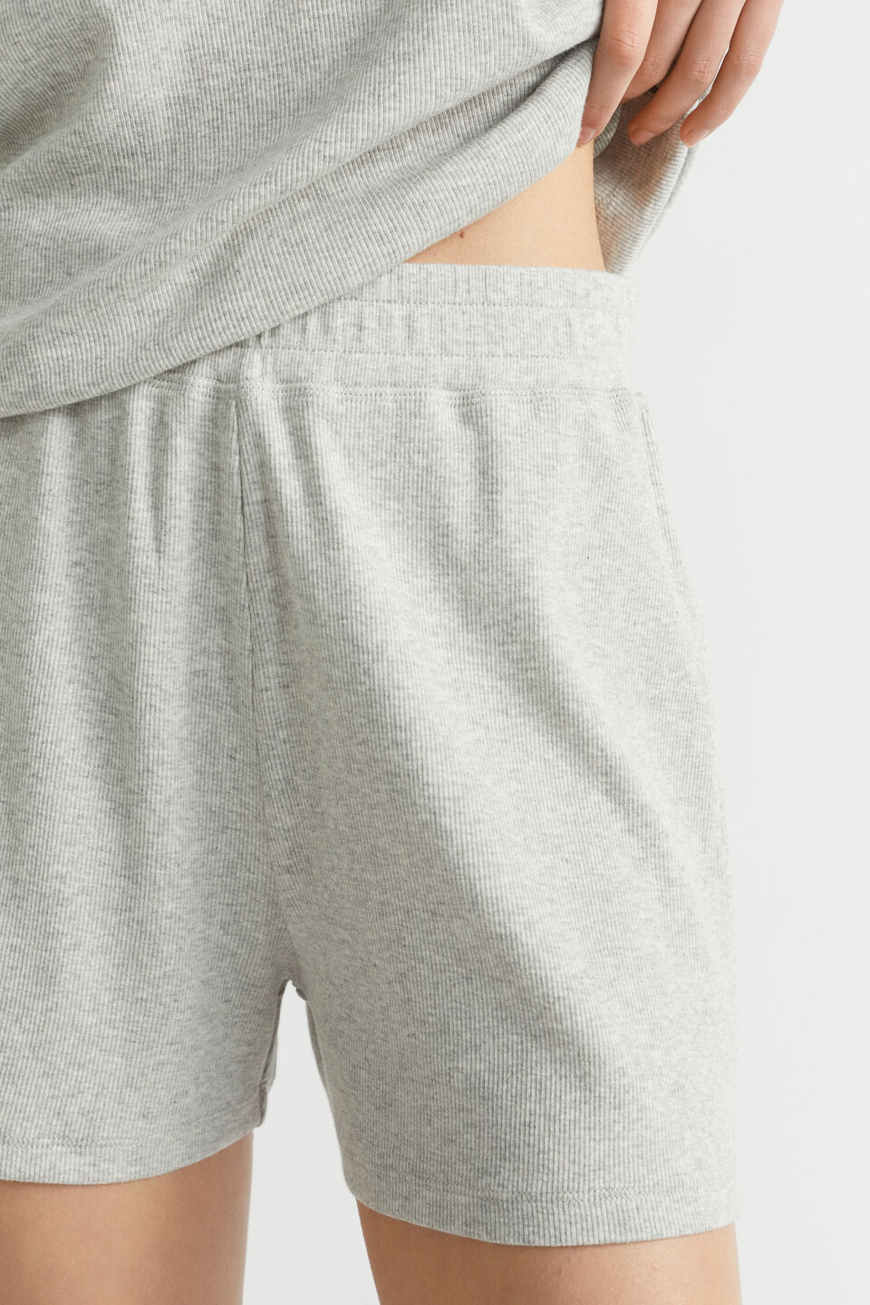 Rib Jersey Pyjama Short  Grey Marle