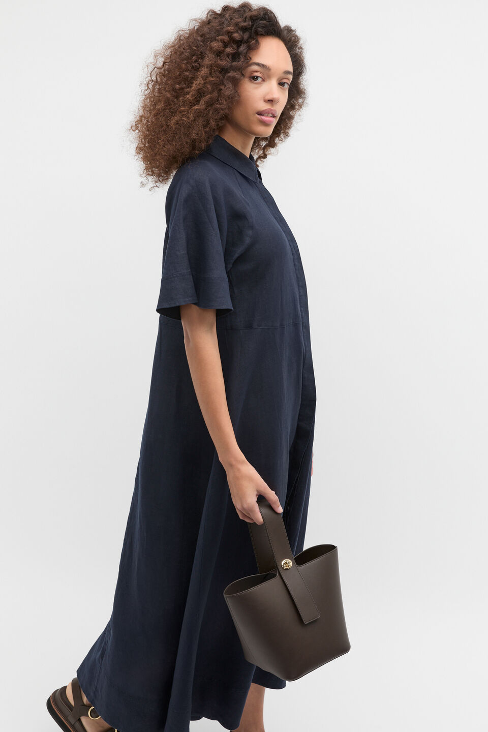 Linen Shirt Dress  Twilight Blue