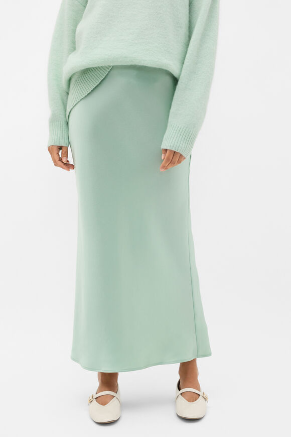 Satin Midi Slip Skirt  Soft Moss  hi-res