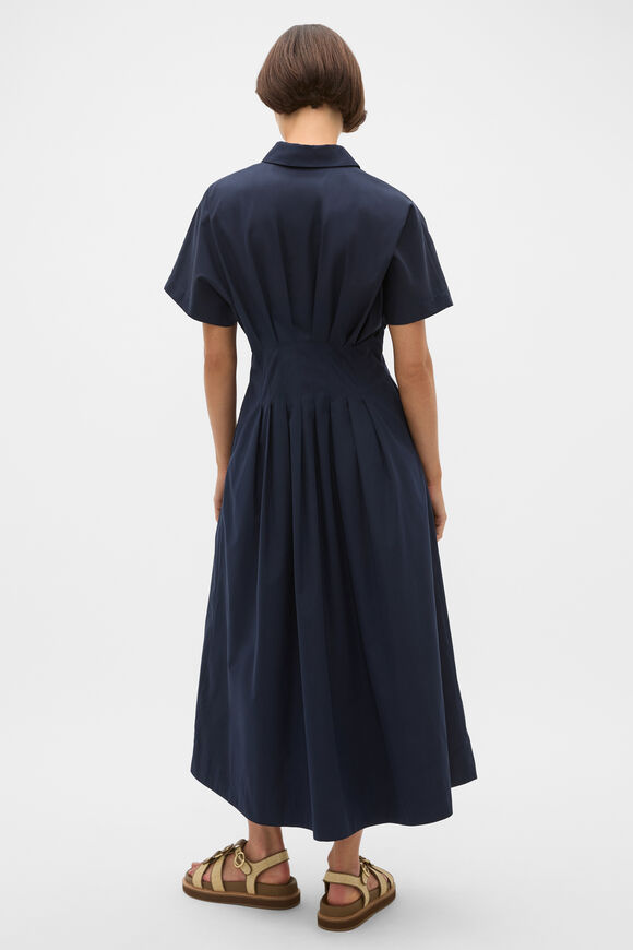 Poplin Waisted Shirt Dress  Twilight Blue  hi-res