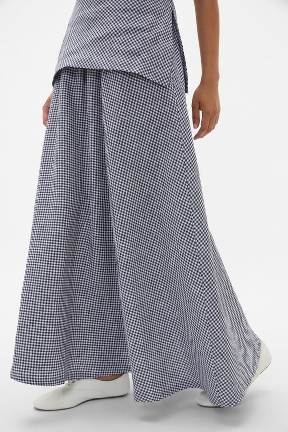 Linen Gingham Elasticated Skirt  Twilight Blue Gingham  hi-res