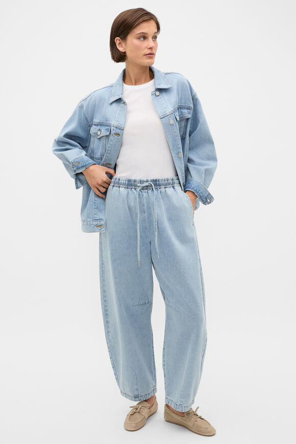 Soft Denim Elasticated Pant   Chalk Blue Wash  hi-res