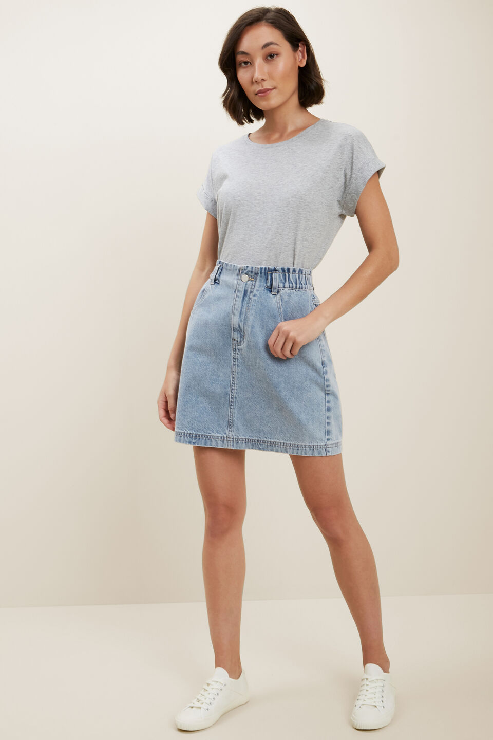 Core Rolled Cuff Tee  Light Ash Marle