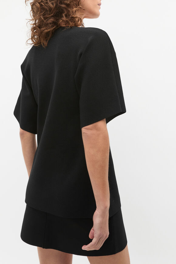 Crepe Knit Batwing Cardigan  Black  hi-res