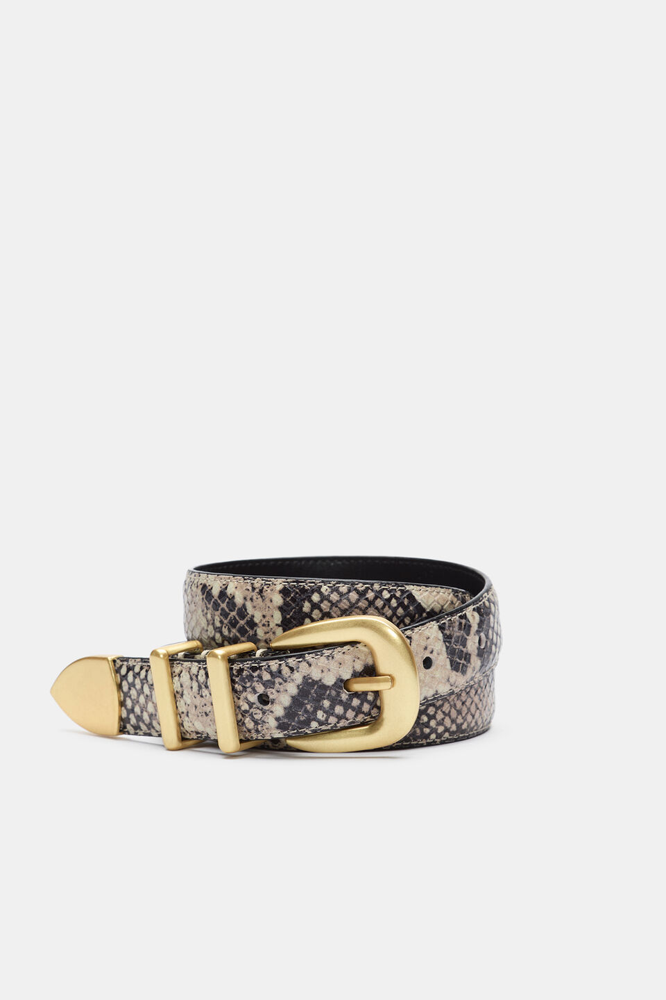 Hallie Metal Keeper Belt  Snake Print