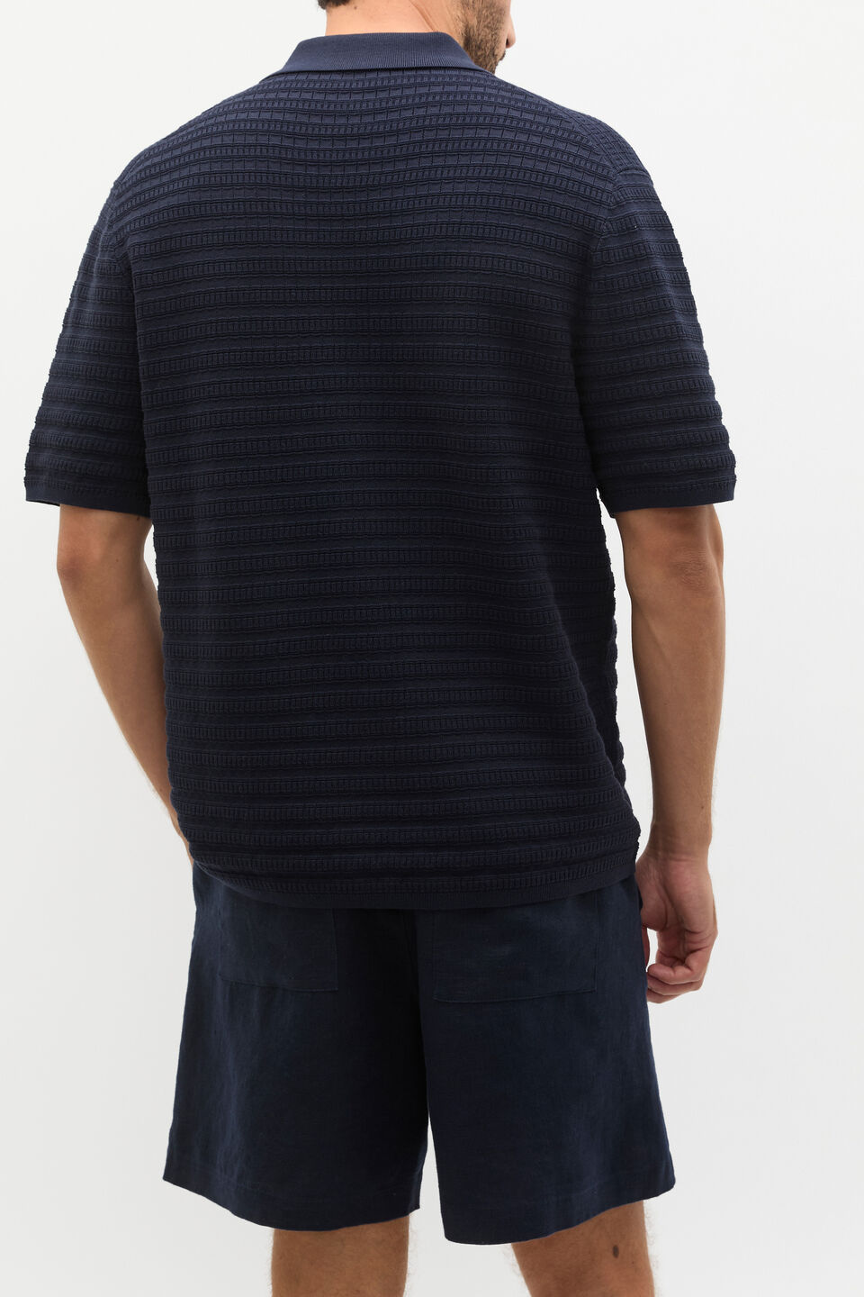 Patterned Knit Shirt  Midnight Blue