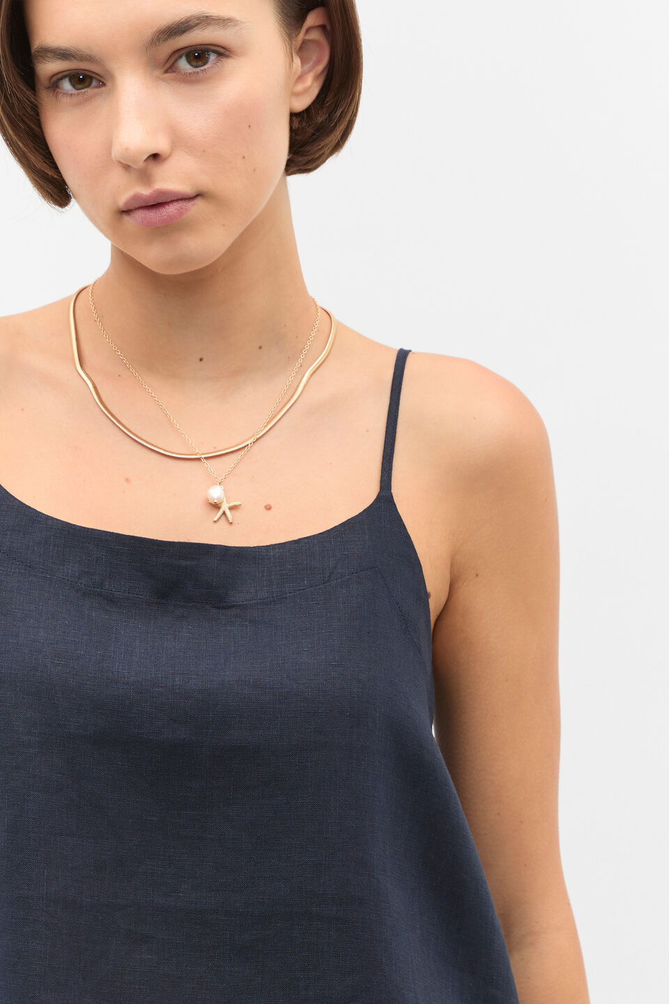 Linen Scoop Cami  Twilight Blue