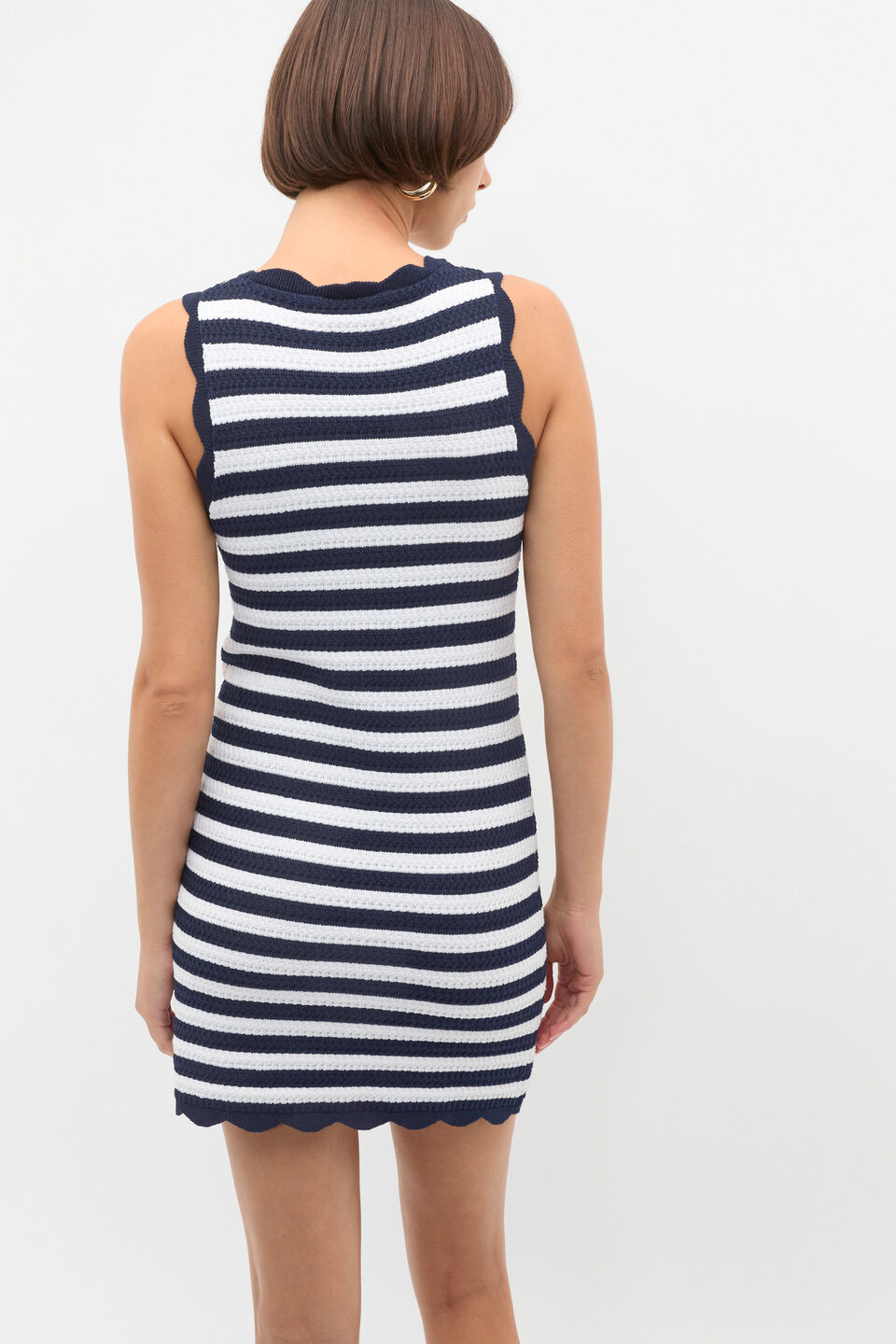 Scallop Stripe Knit Dress  Twilight Blue Stripe