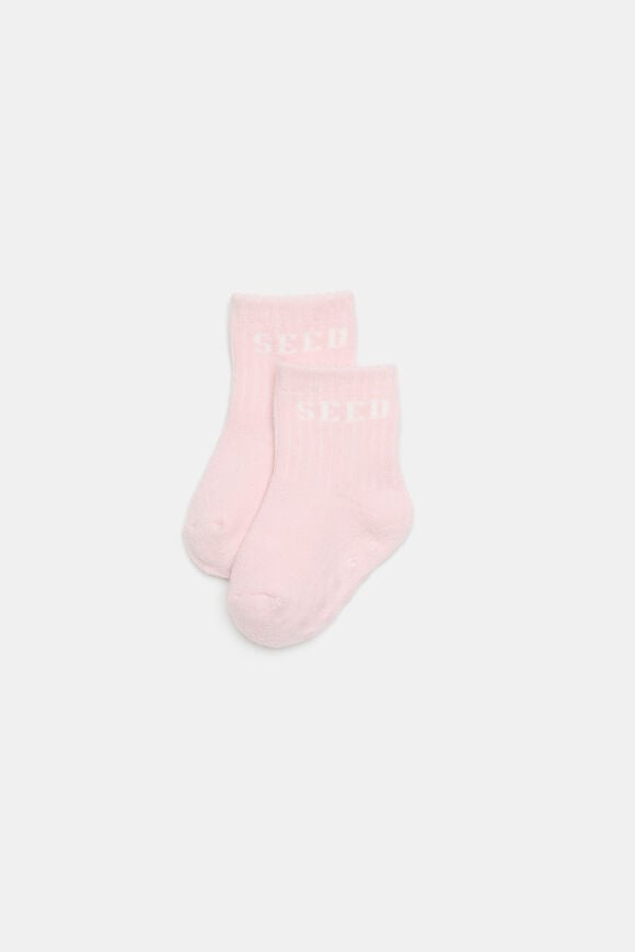 Baby Terry Logo Sock  Pink Lemonade  hi-res