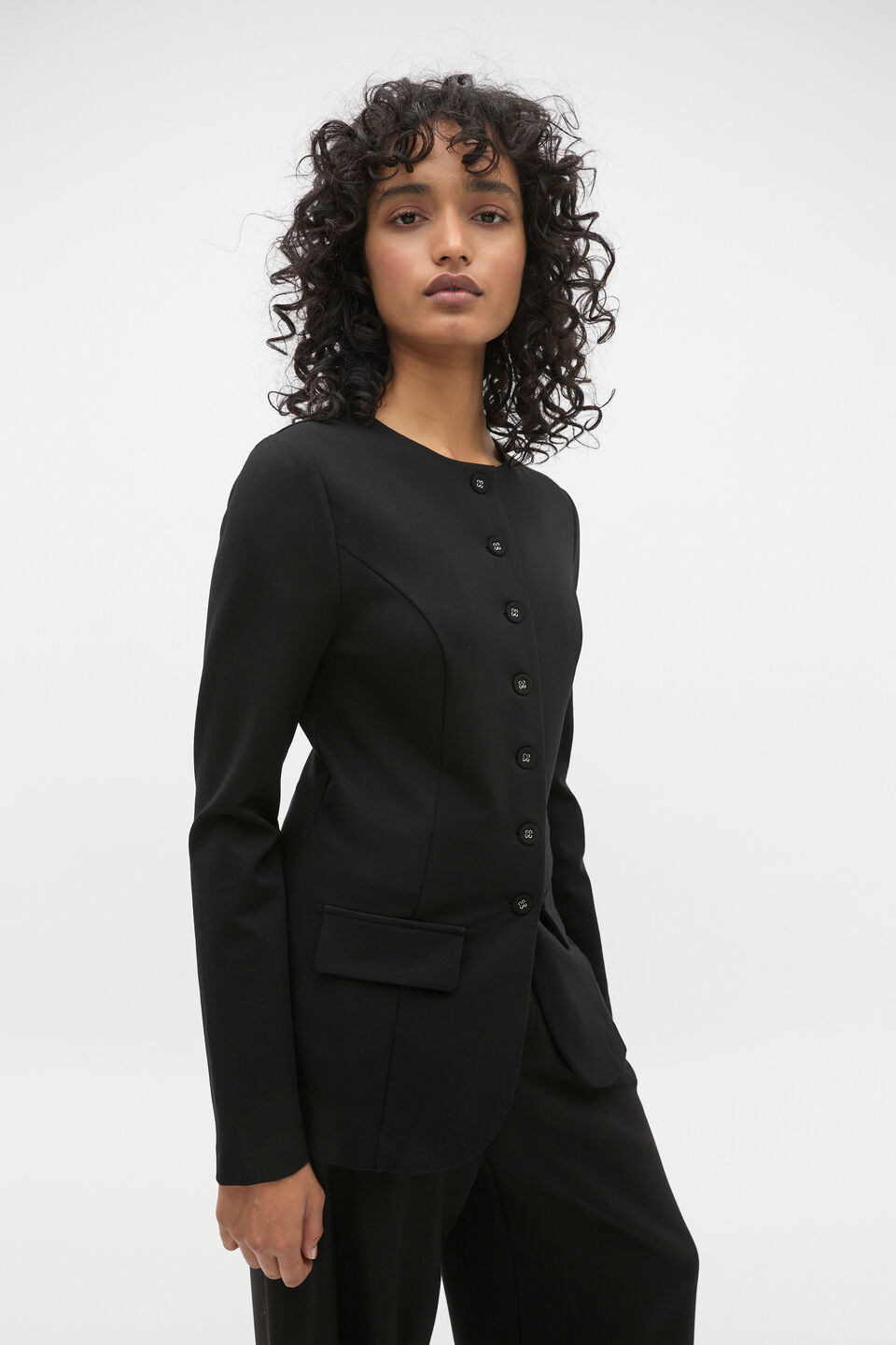 Ponte Long Sleeve Top  Black