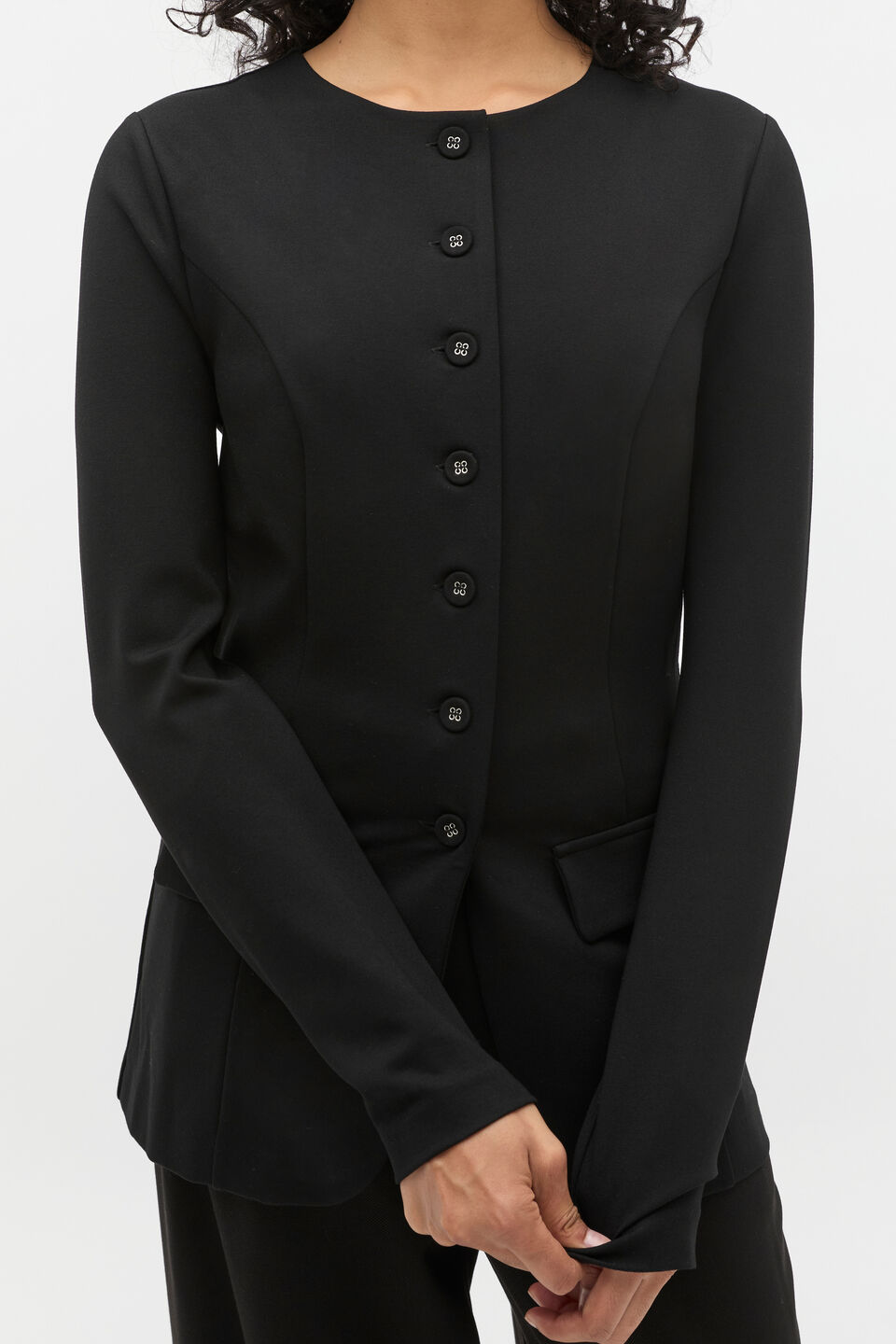 Ponte Long Sleeve Top  Black