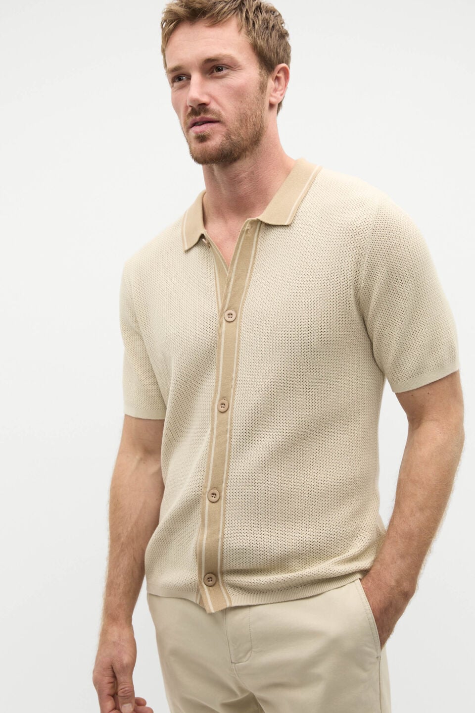 Knit Resort Shirt  Cool Stone
