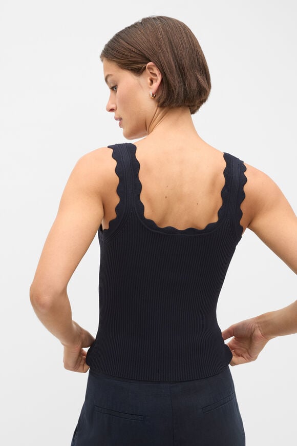 Scallop Knit Top  Twilight Blue  hi-res