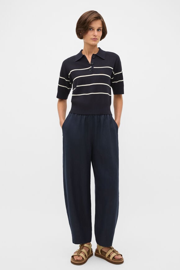 Jacquard Stripe Polo Knit  Twilight Blue  hi-res