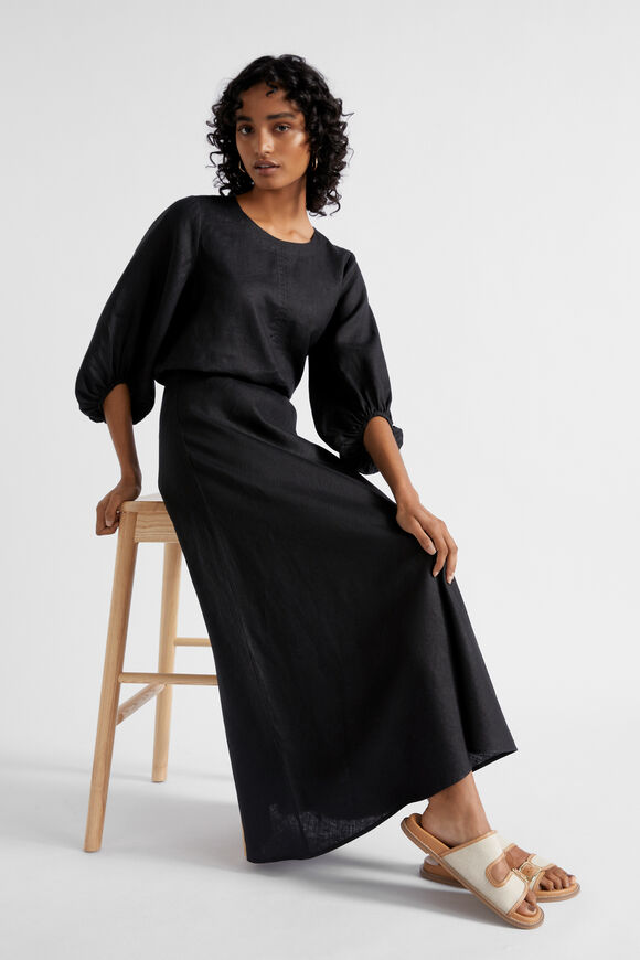 Core Linen Maxi Skirt  Black  hi-res