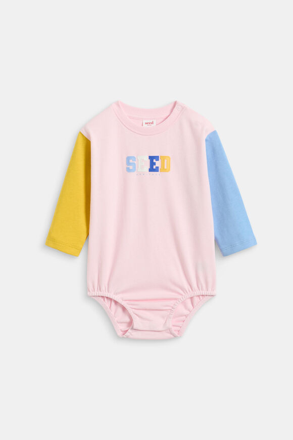 Colour Block Rugby Bodysuit  Pink Lemonade  hi-res