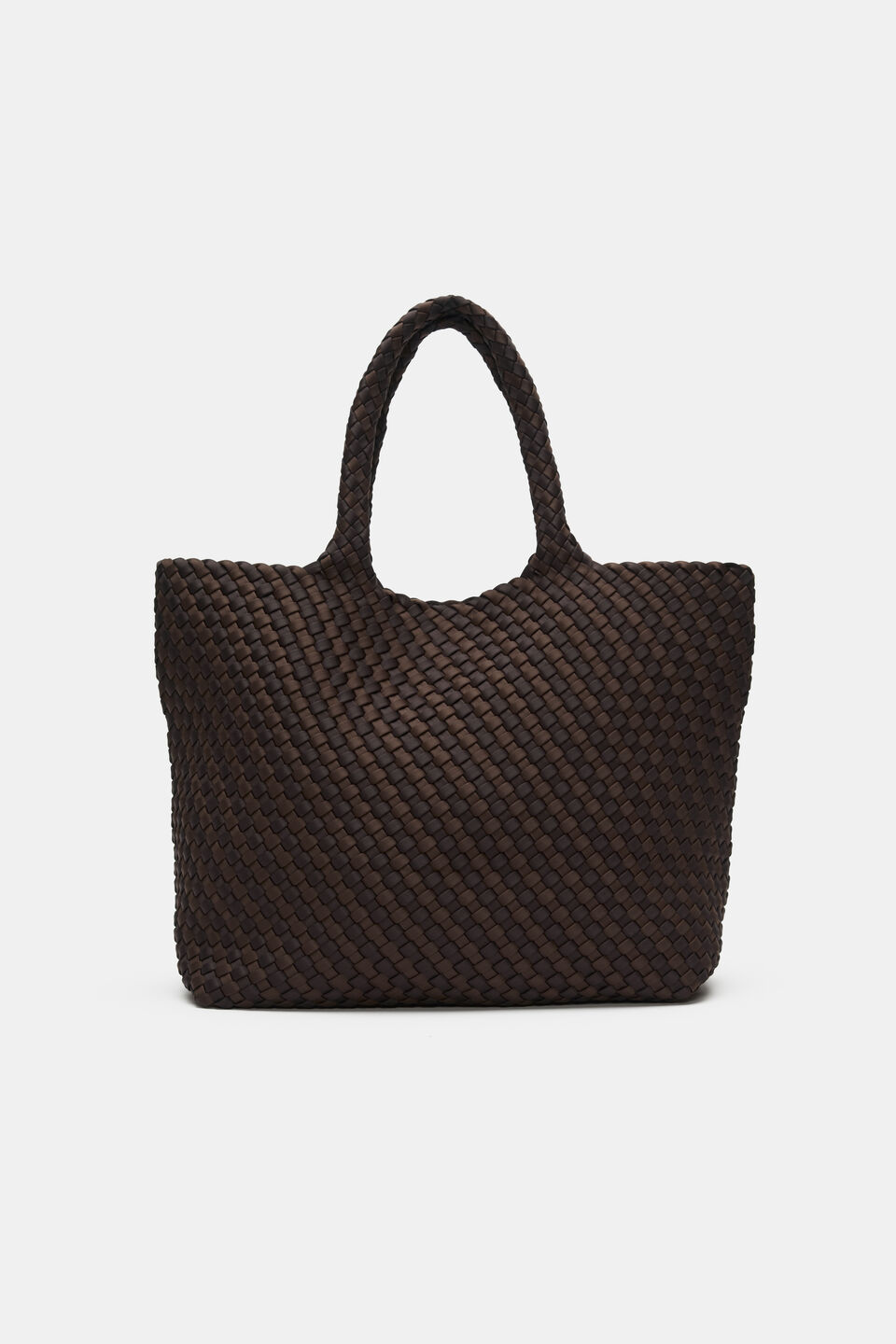 Woven Textured East West Tote  Coffee Bean