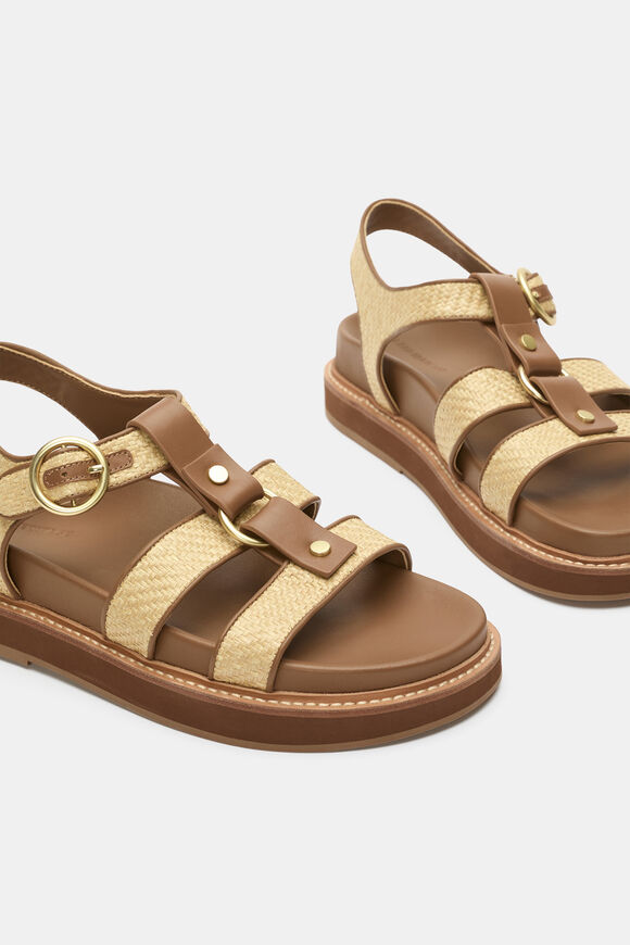 Callie Woven Caged Sandal   Tan Weave  hi-res