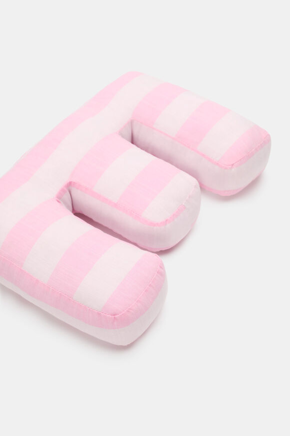 Pink Stripe Initial Cushion  E  hi-res